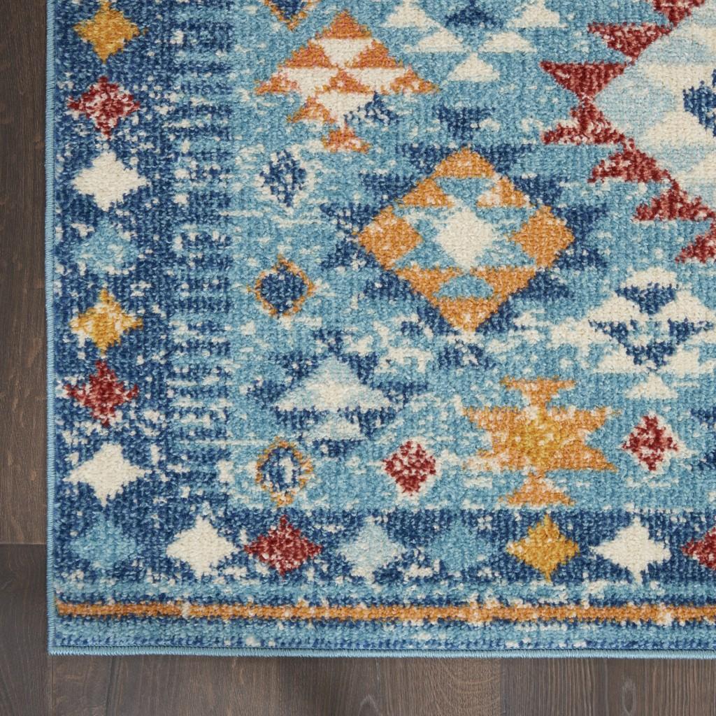 2’ x 8’ Blue and Multi Diamonds Runner Rug