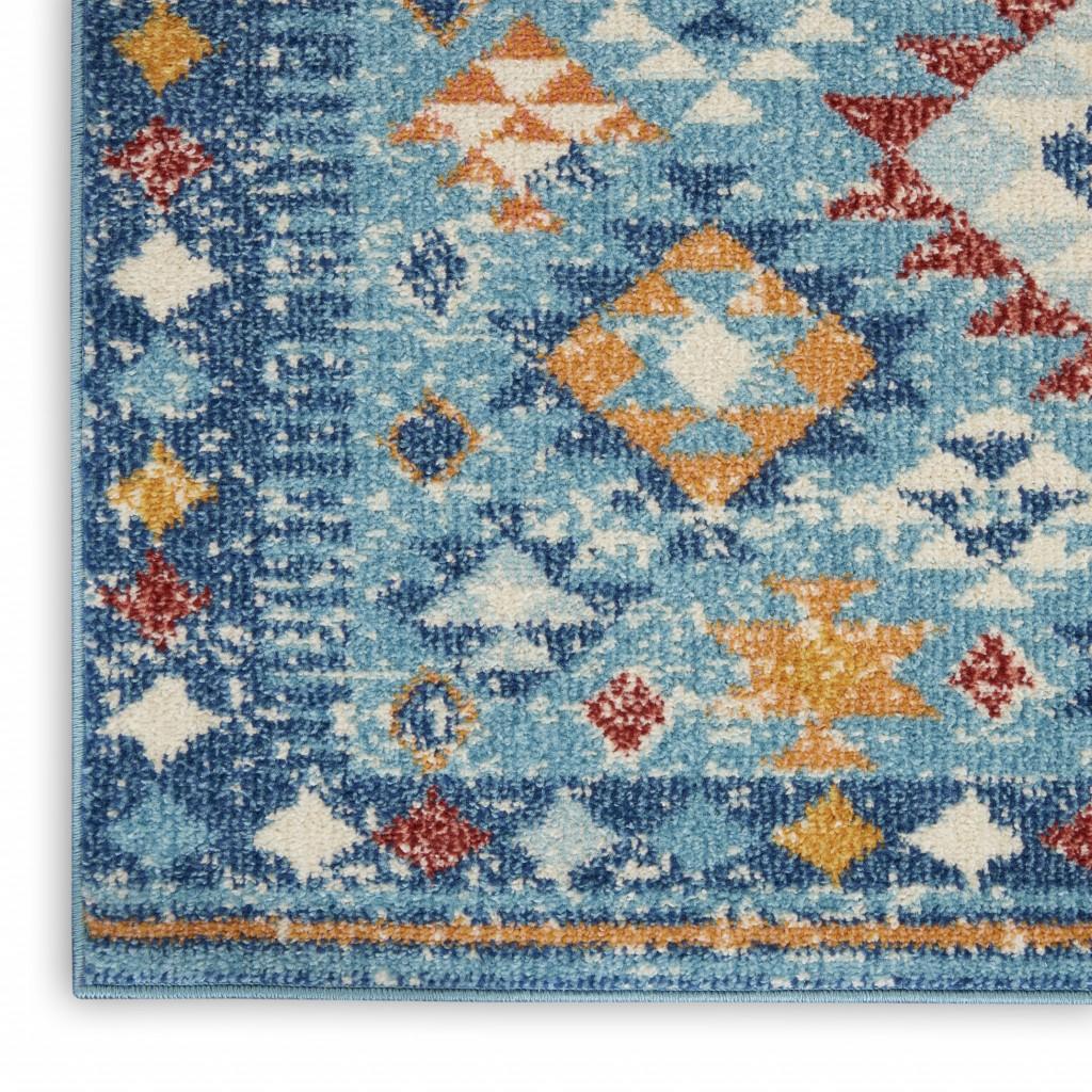 2’ x 8’ Blue and Multi Diamonds Runner Rug