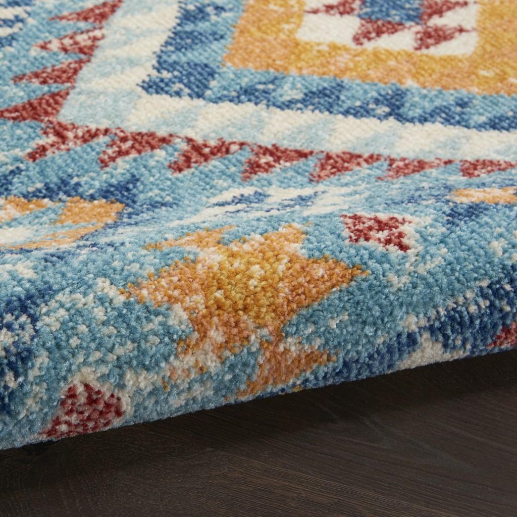 2’ x 8’ Blue and Multi Diamonds Runner Rug