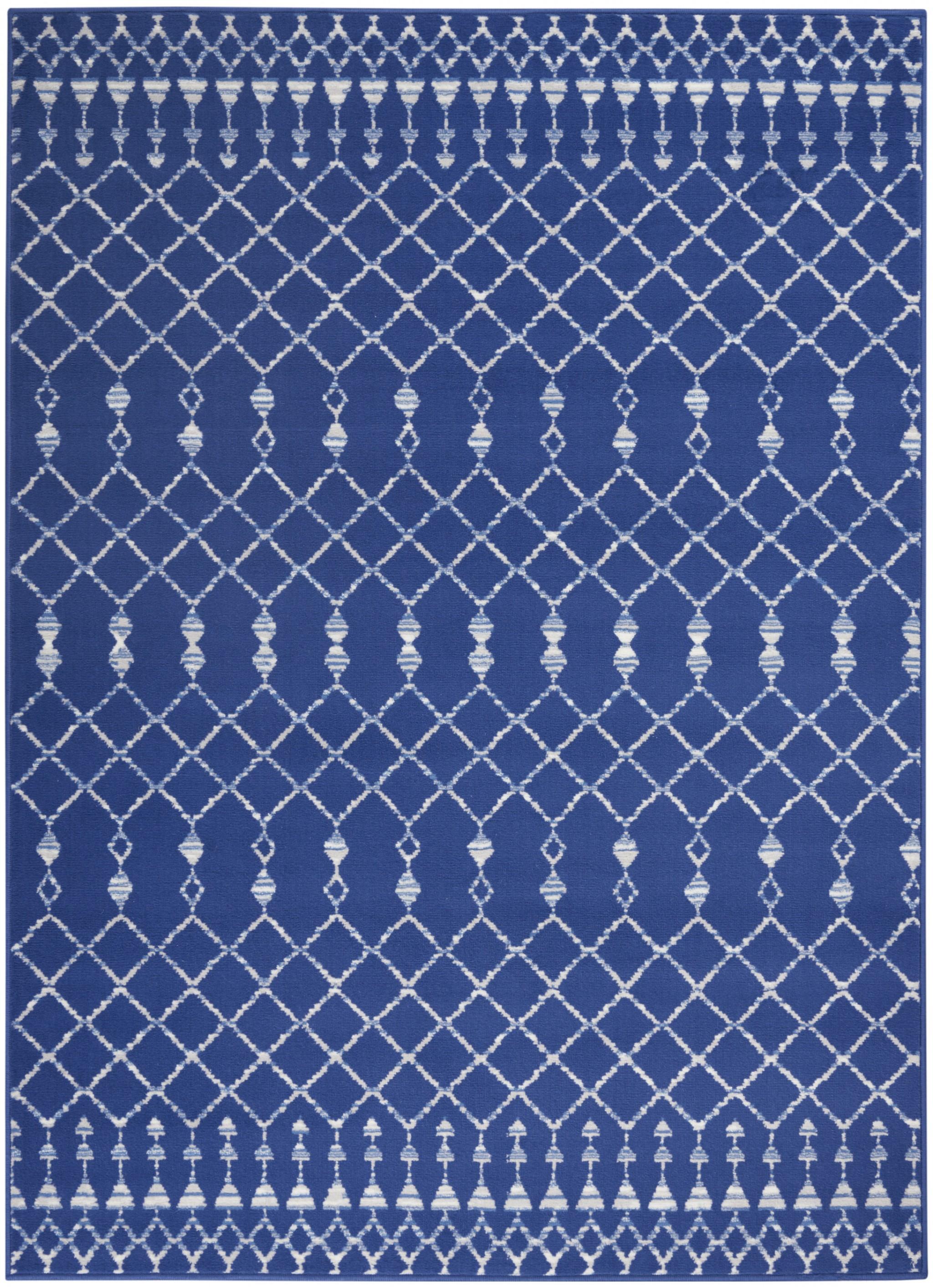 5’ x 7’ Navy Blue and Ivory Berber Pattern Area Rug Default Title