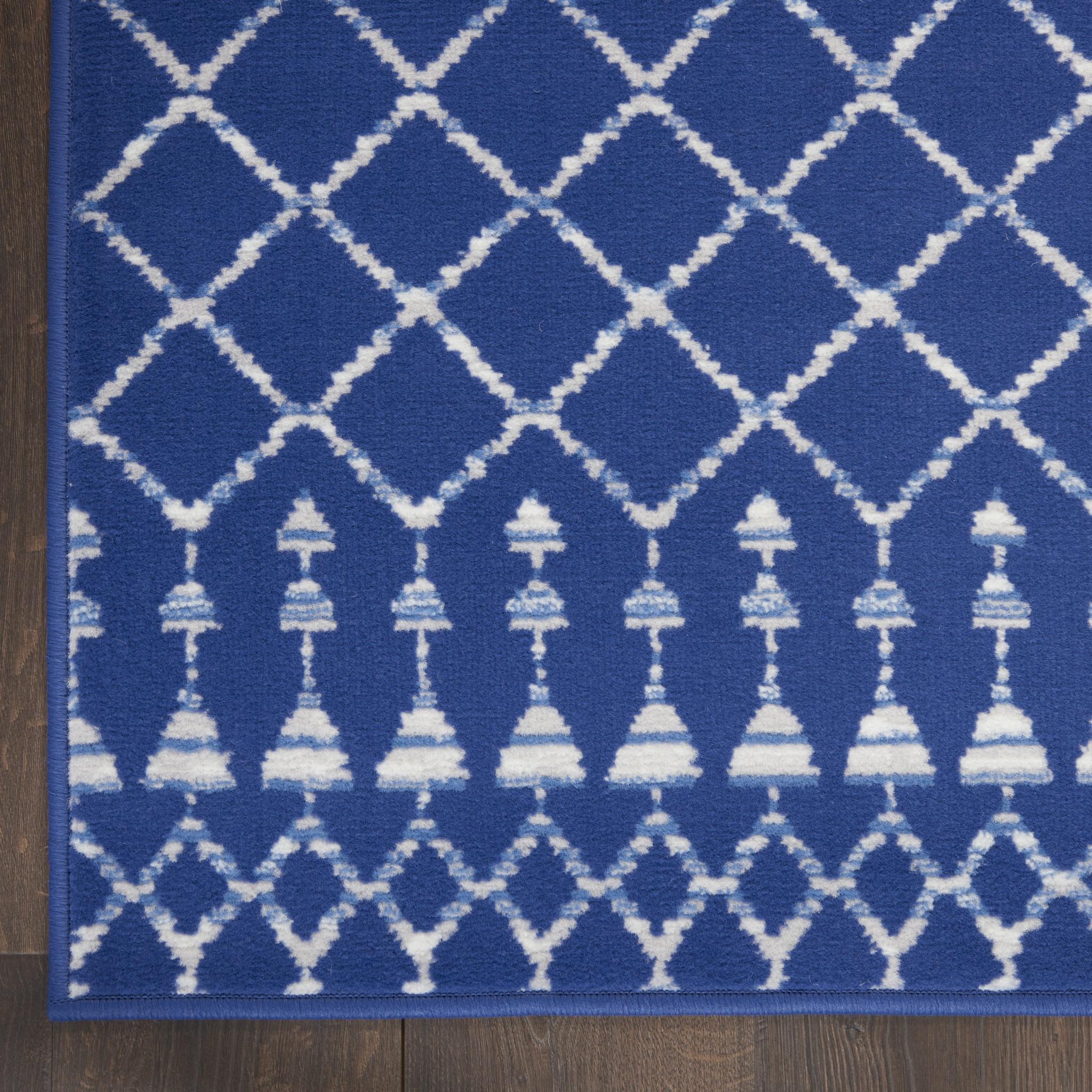 6’ x 9’ Navy Blue and Ivory Berber Pattern Area Rug