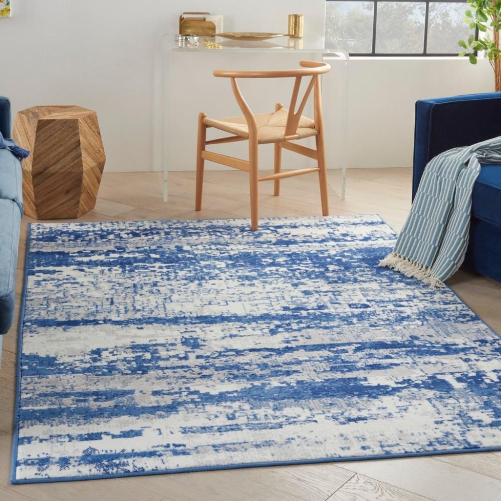 4’ x 6’ Ivory and Navy Oceanic Area Rug Default Title