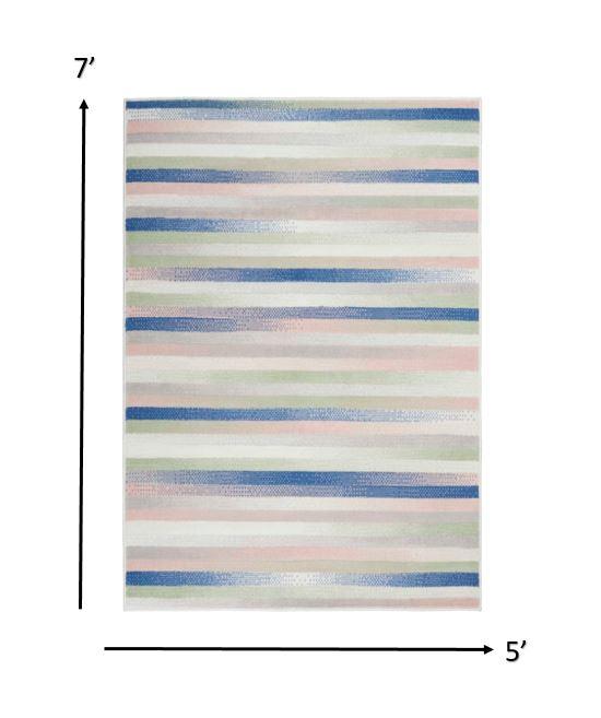 5’ x 7’ Ivory Halftone Stripe Area Rug Default Title
