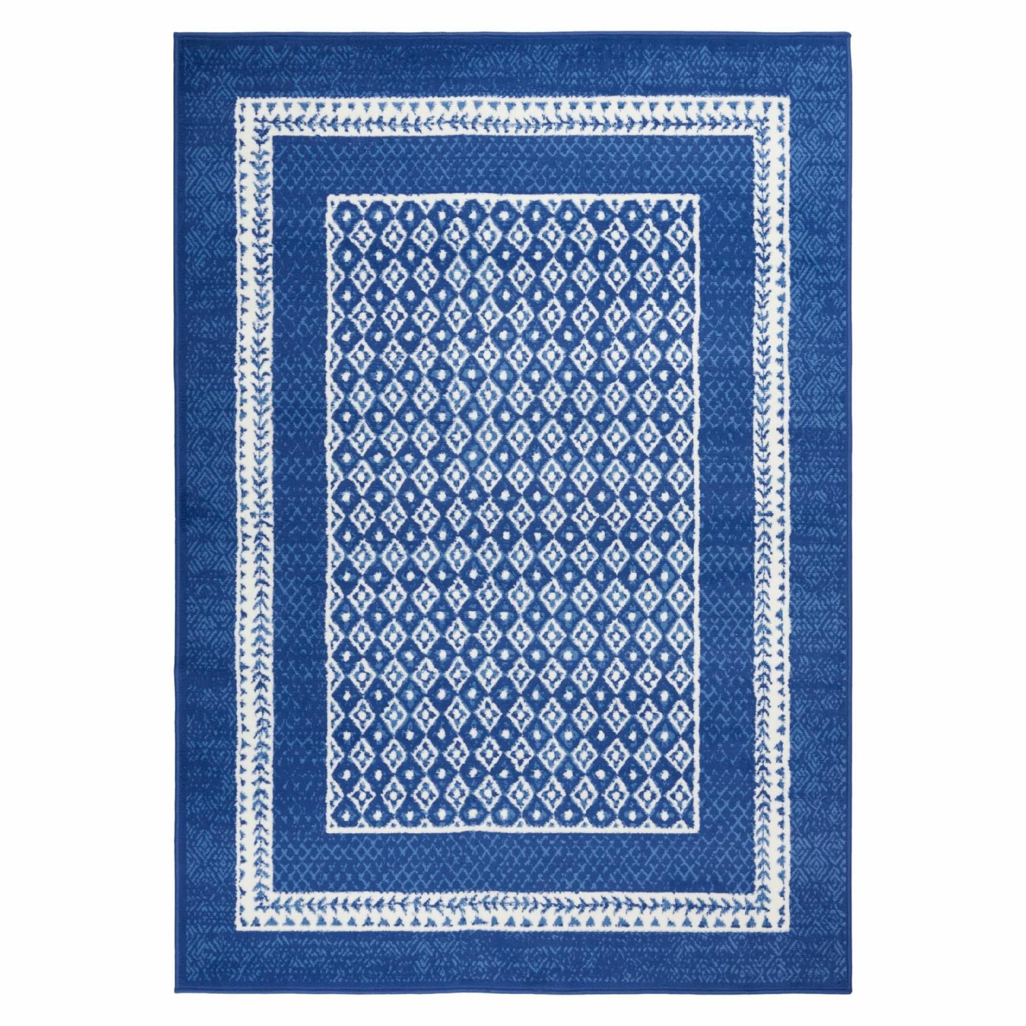 5’ x 7’ Navy and Ivory Geometric Area Rug