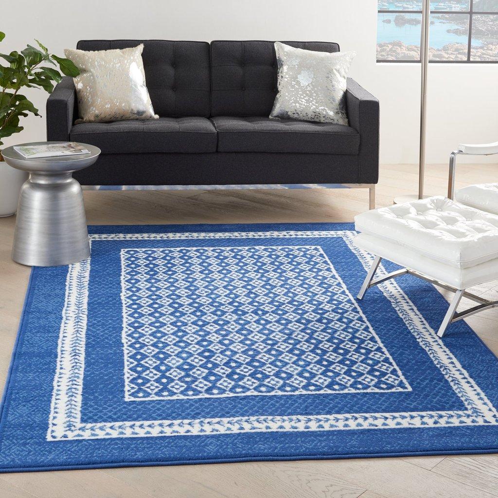 6’ x 9’ Navy and Ivory Geometric Area Rug