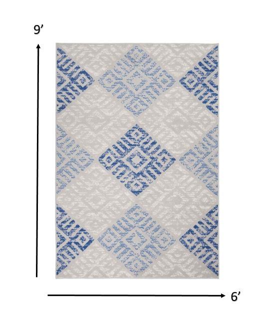 6’ x 9’ Gray and Blue Diamonds Area Rug