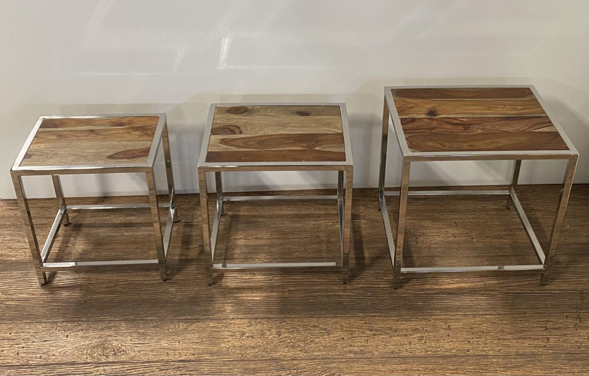 Set of 3 Modern Rustic Nesting Tables