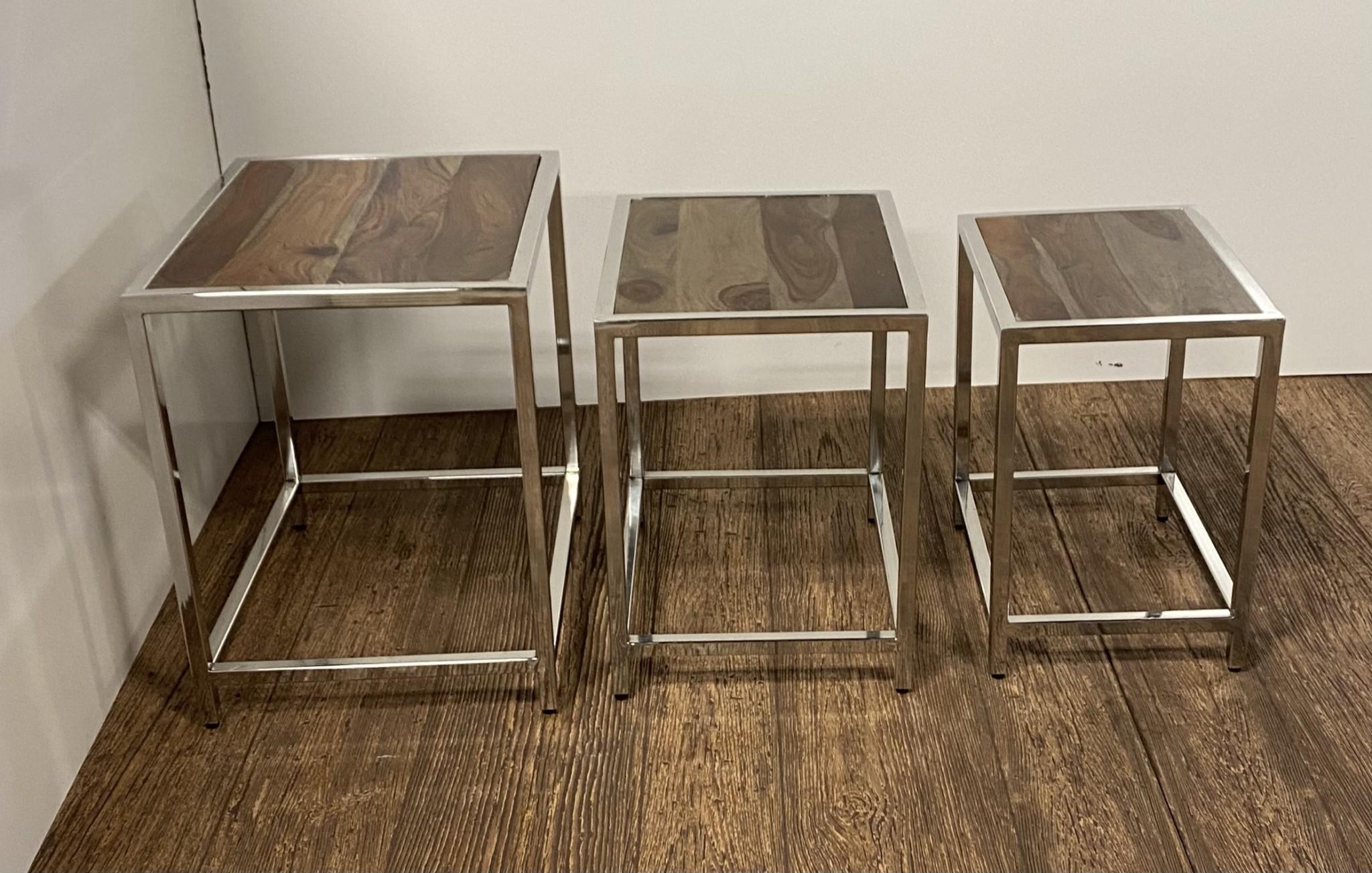 Set of 3 Modern Rustic Nesting Tables