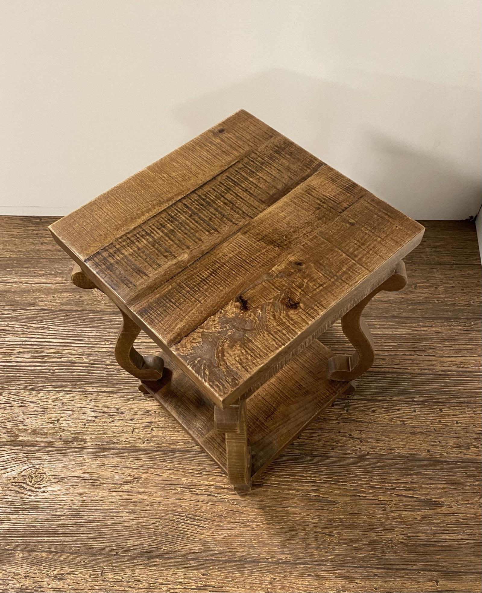 Modern Farmhouse Solid Wood Scroll End Table