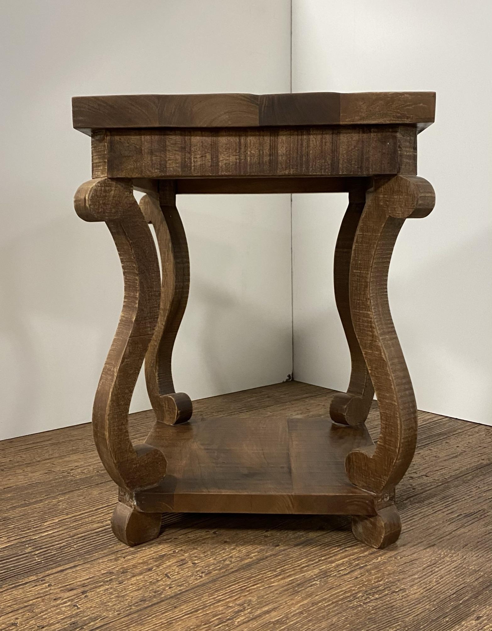 Modern Farmhouse Solid Wood Scroll End Table