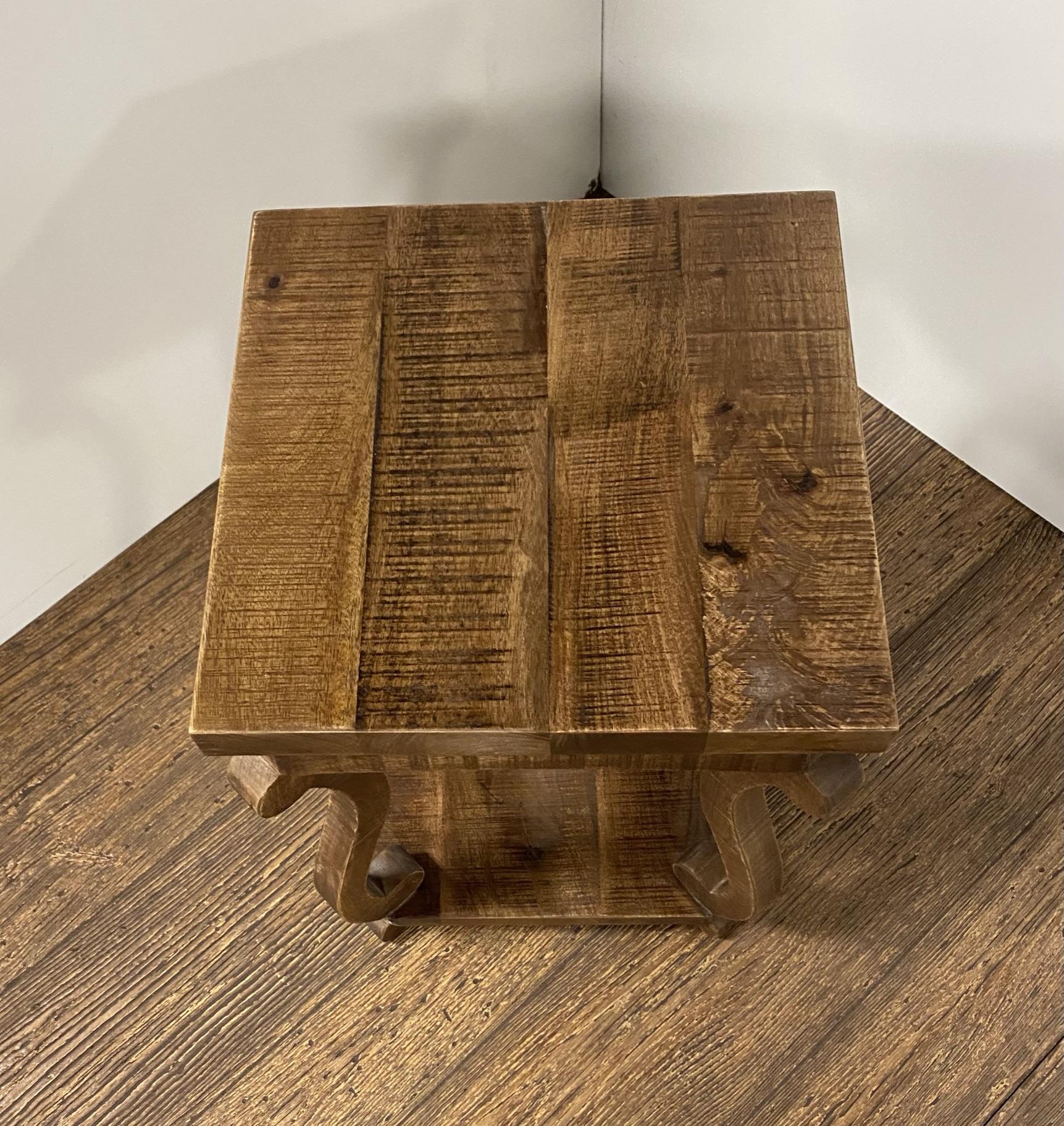 Modern Farmhouse Solid Wood Scroll End Table