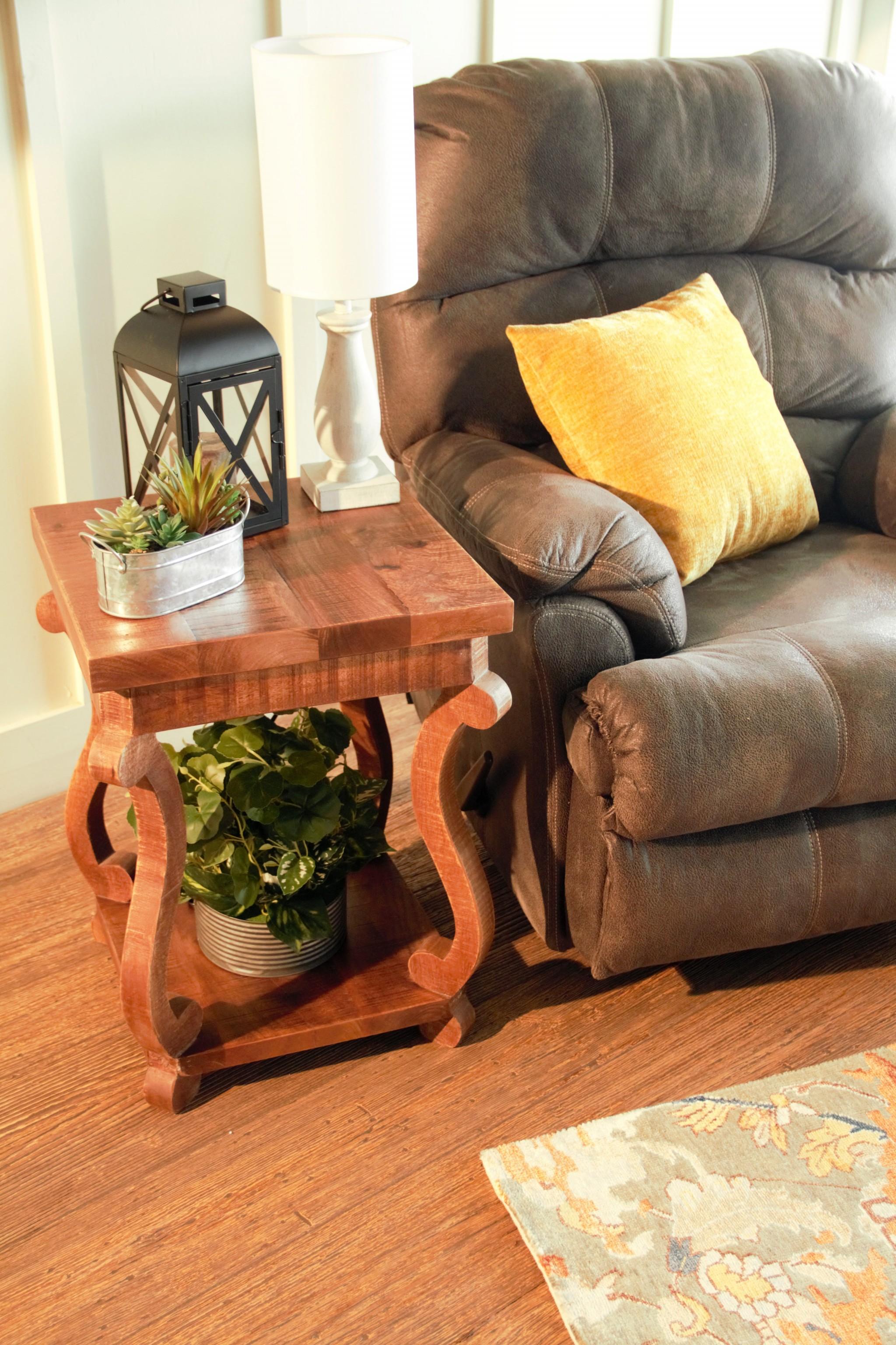 Modern Farmhouse Solid Wood Scroll End Table