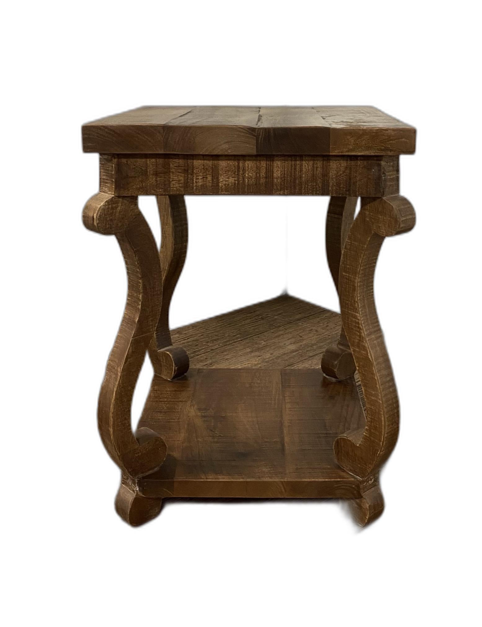 Modern Farmhouse Solid Wood Scroll End Table