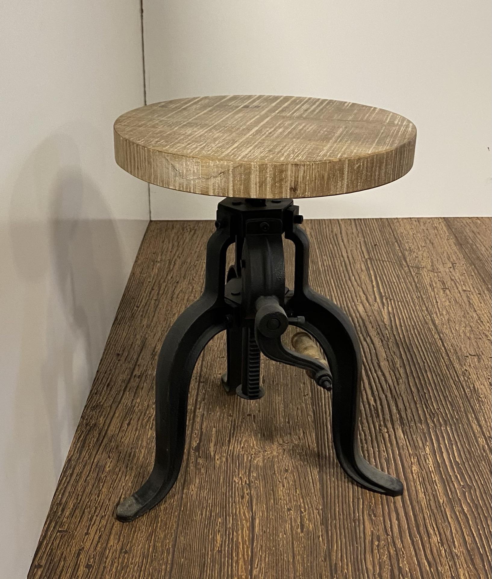 Industrial Adjustable Rustic Crank Stool