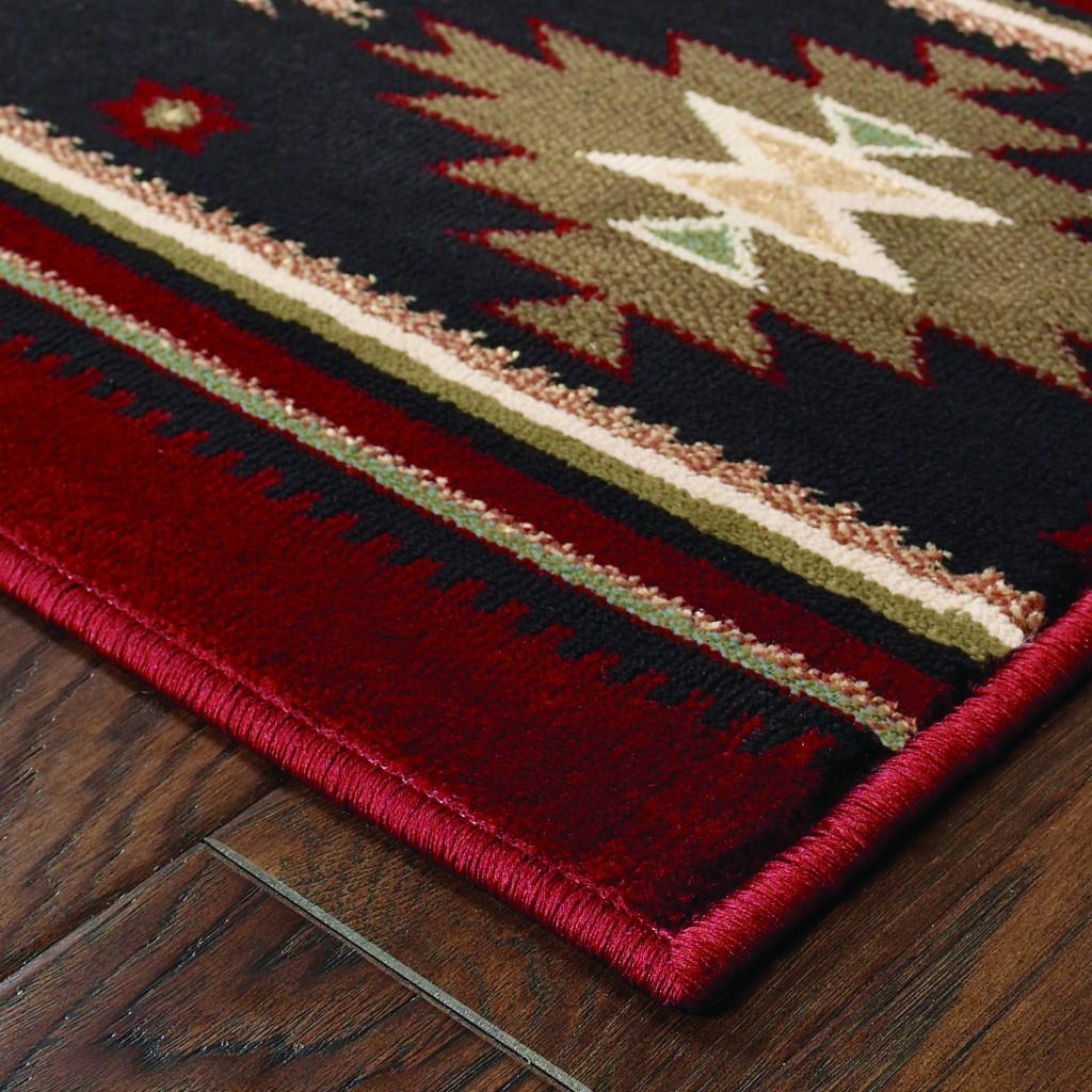 2’ x 3’ Red and Beige Ikat Pattern Scatter Rug