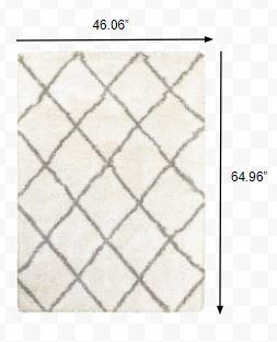 4’ x 6’ Ivory and Gray Geometric Lattice Area Rug Default Title