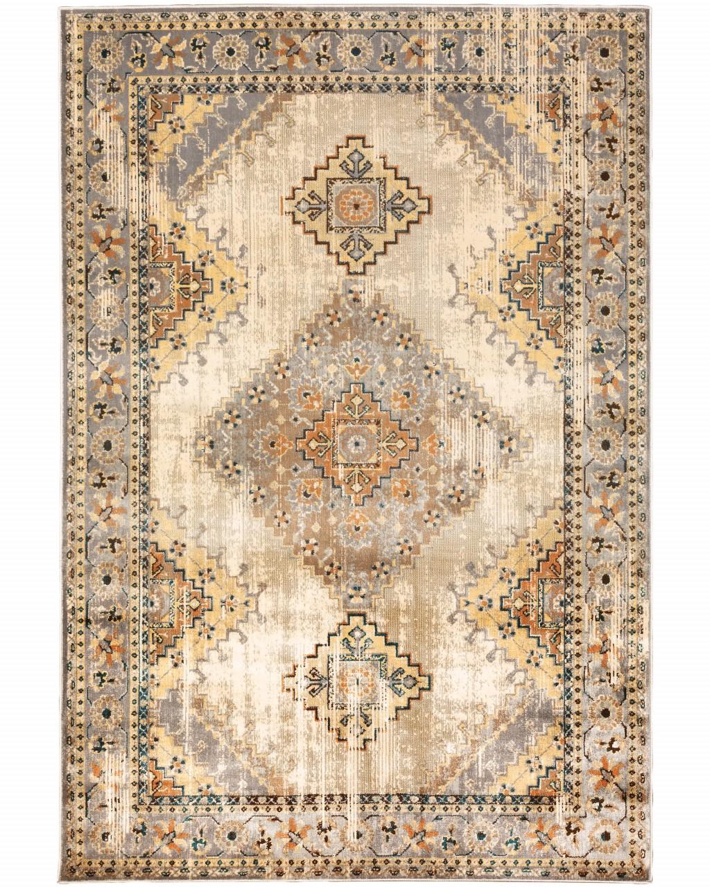 10’ x 13’ Gray and Beige Aztec Pattern Area Rug Default Title