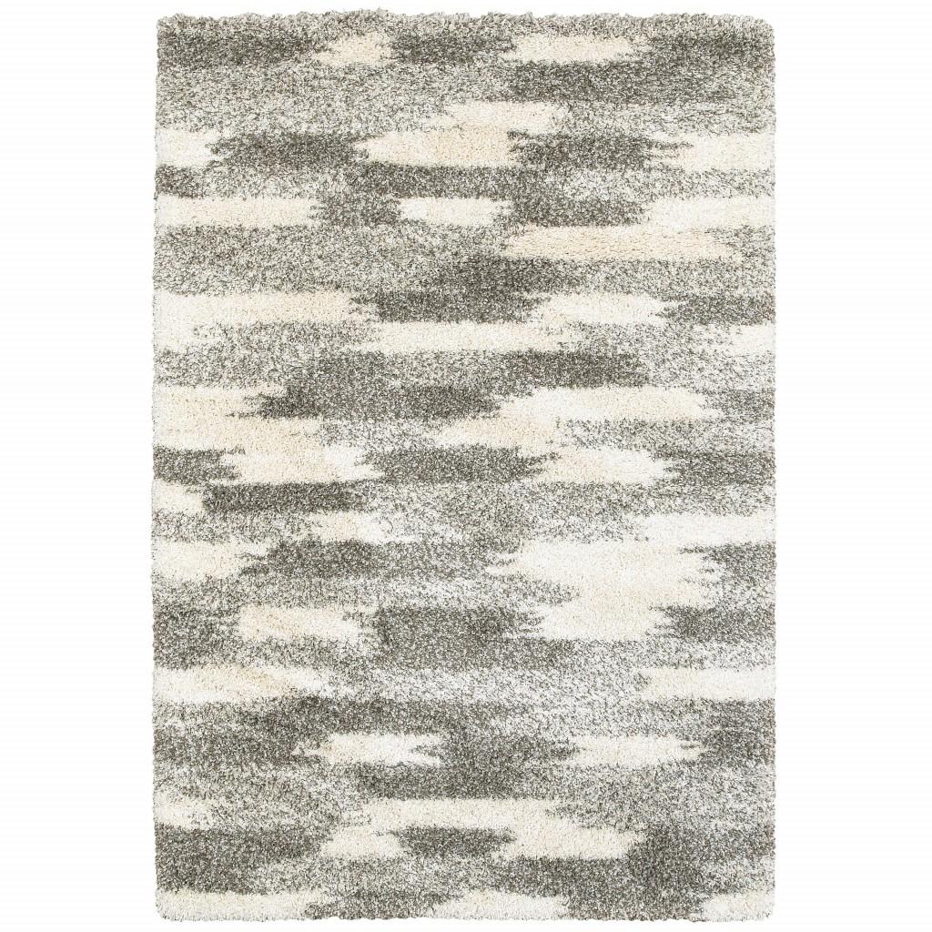7’ x 10’ Gray and Ivory Geometric Pattern Area Rug Default Title