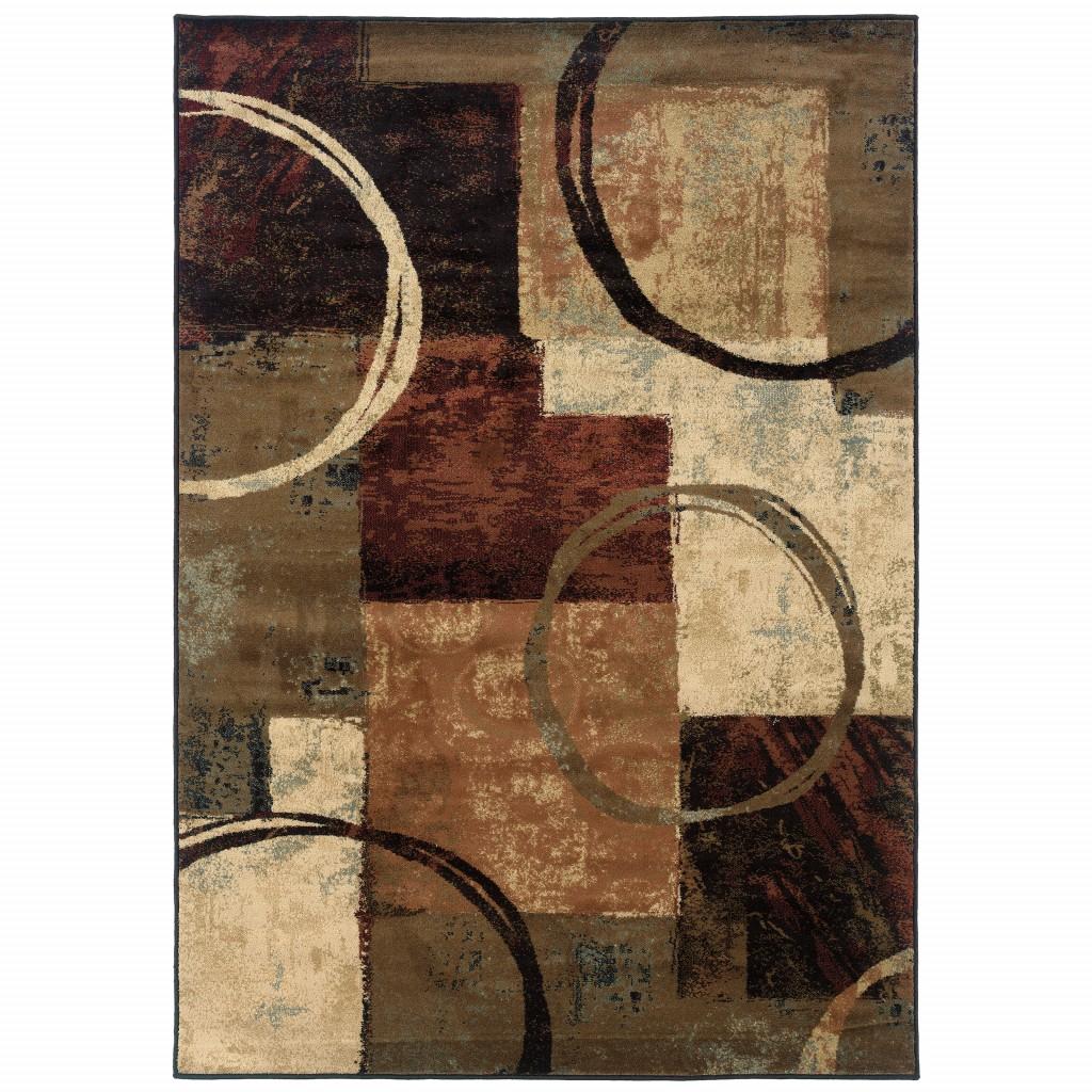10’ x 13’ Brown and Black Abstract Geometric Area Rug Default Title