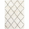 10’ x 13’ Ivory and Gray Geometric Lattice Area Rug