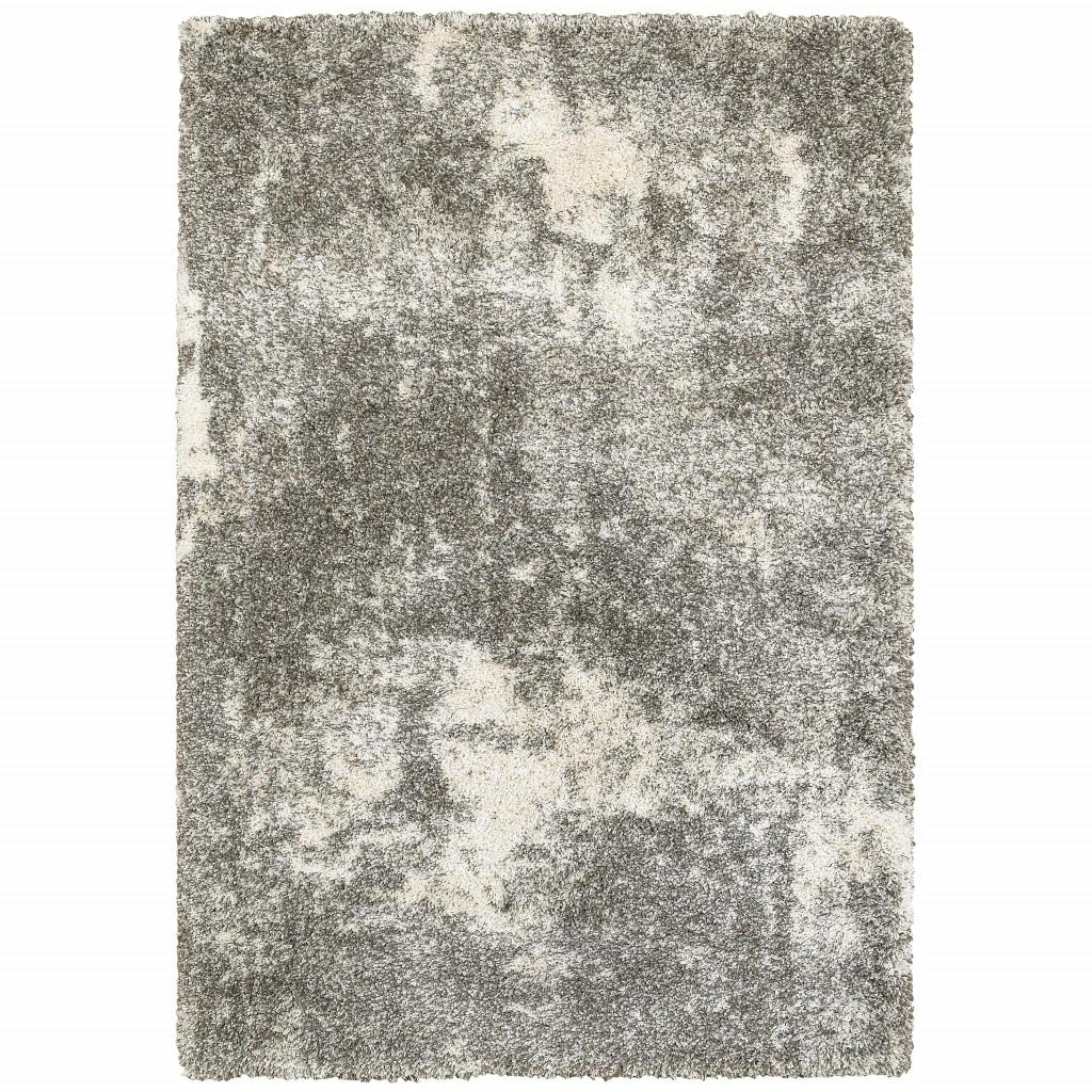10’ x 13’ Gray and Ivory Distressed Abstract Area Rug