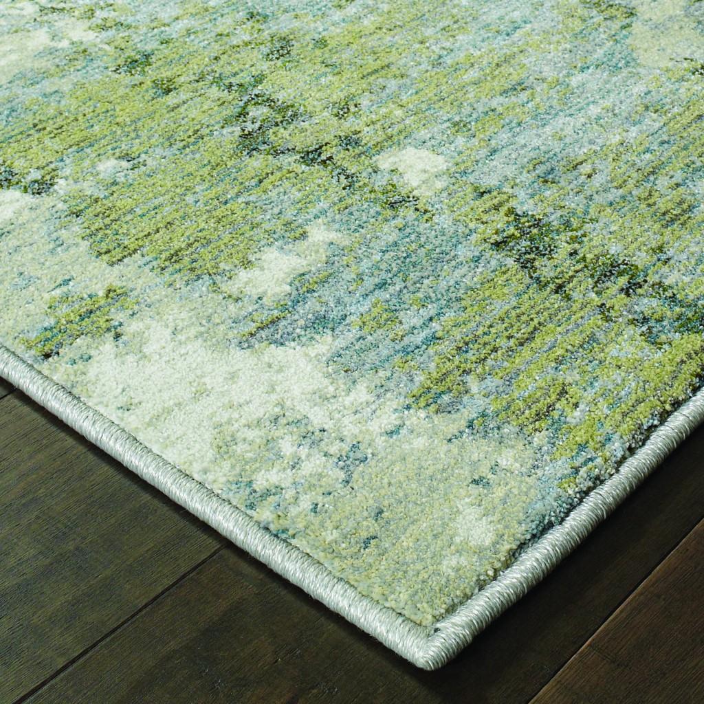 3’ x 5’ Blue and Sage Distressed Waves Indoor Area Rug