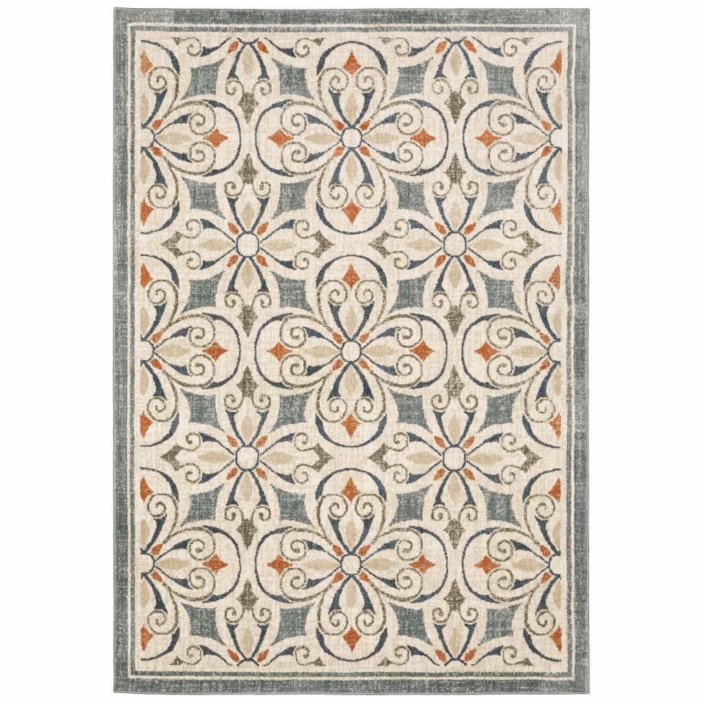 5’ x 7’ Gray and Beige Medallion Indoor Area Rug Default Title