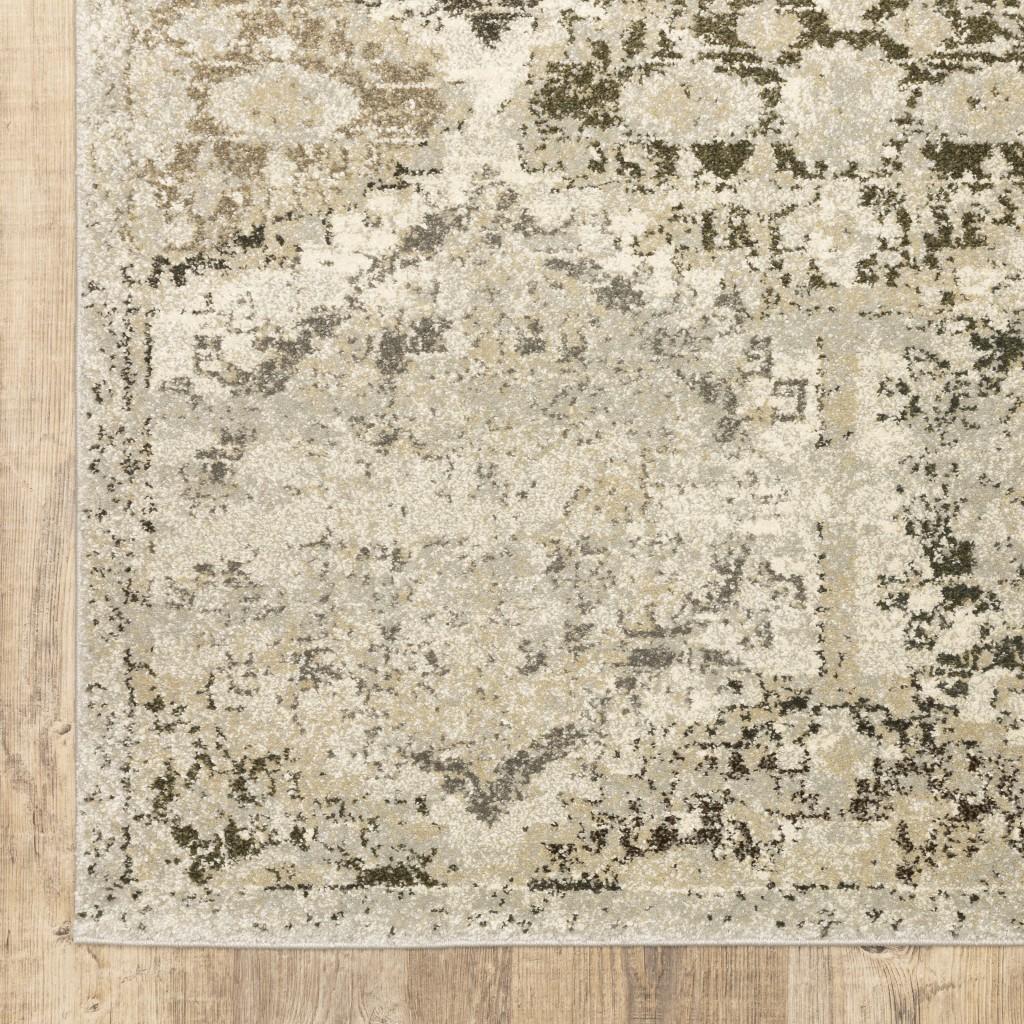 5’ x 8’ Ivory and Gray Floral Trellis Indoor Area Rug