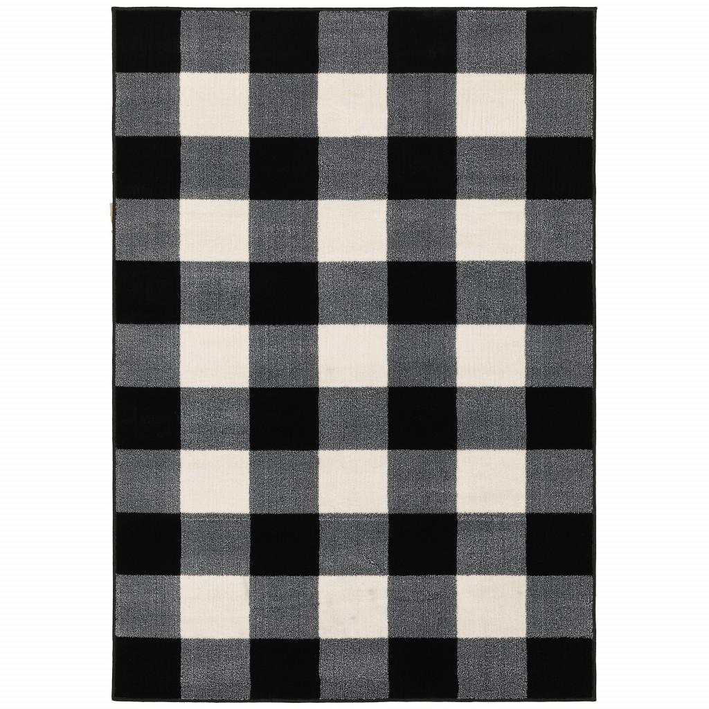 8’ x 10’ Monochromatic Gingham Pattern Indoor Area Rug Default Title