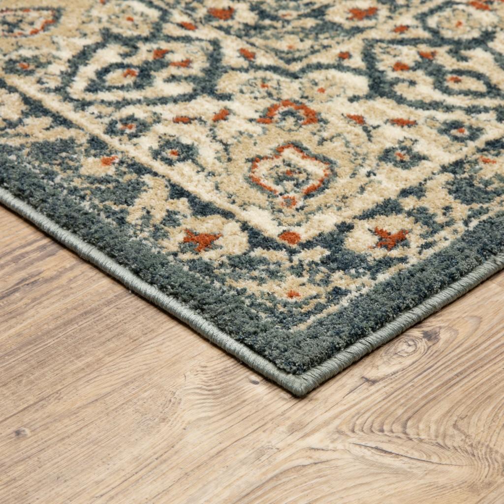 8’ x 10’ Vintage Beige and Blue Indoor Area Rug Default Title
