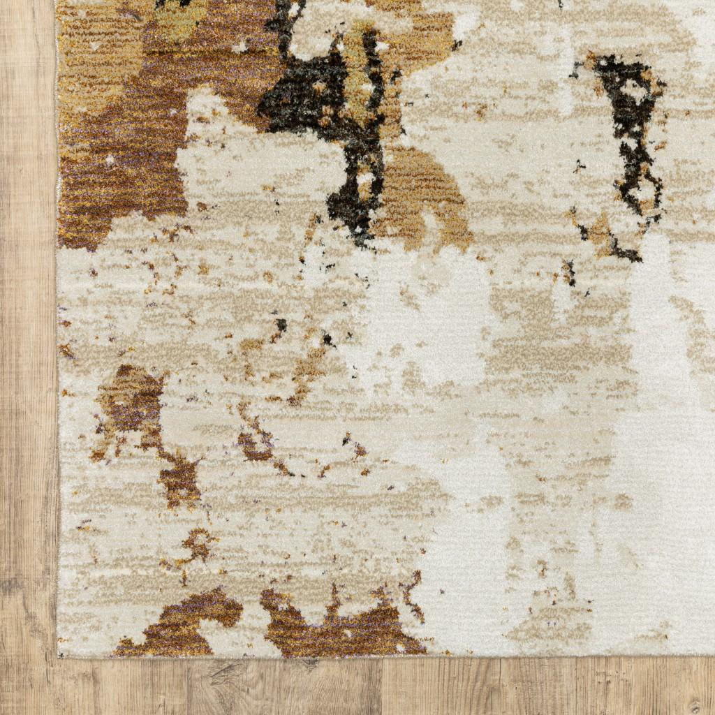 9’ x 12’ Abstract Weathered Beige and Gray Indoor Area Rug