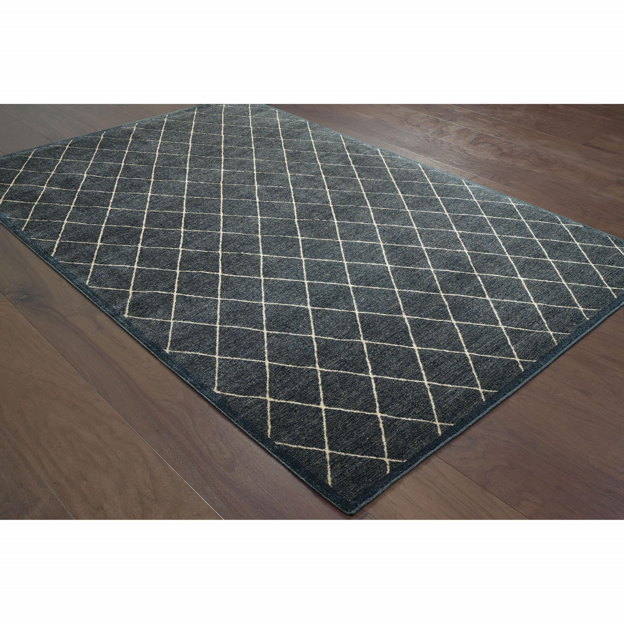 5’ x 8’ Navy and Ivory Lattice Indoor Area Rug