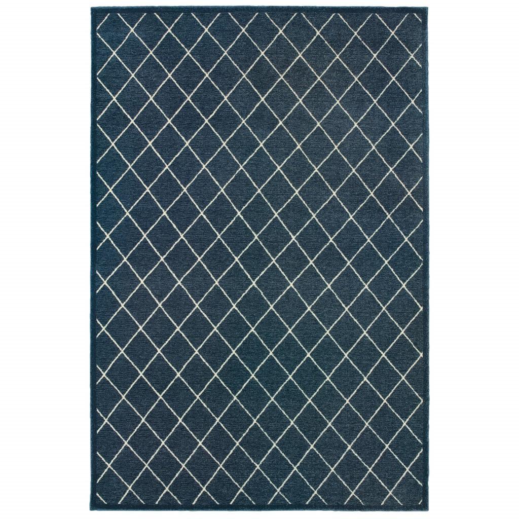 5’ x 8’ Navy and Ivory Lattice Indoor Area Rug