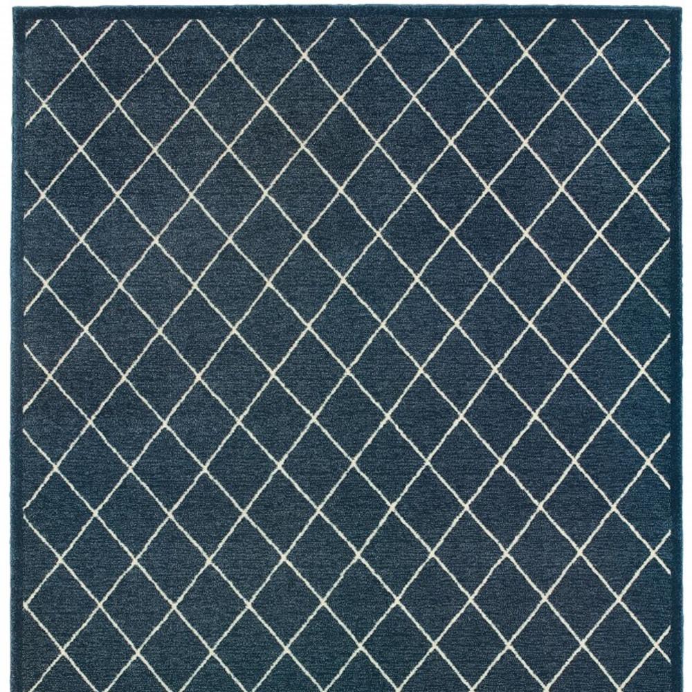 5’ x 8’ Navy and Ivory Lattice Indoor Area Rug