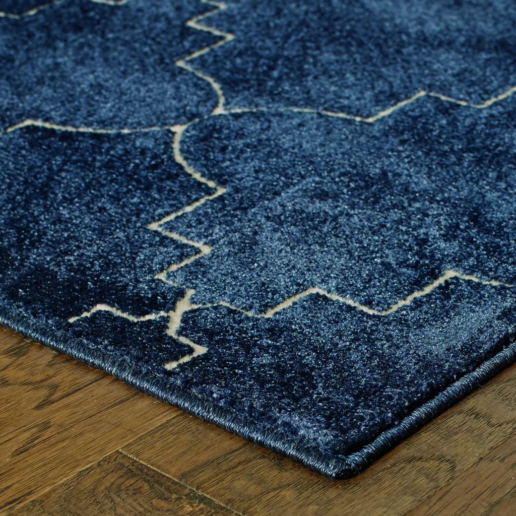 2’ x 8’ Blue and Ivory Trellis Indoor Runner Rug