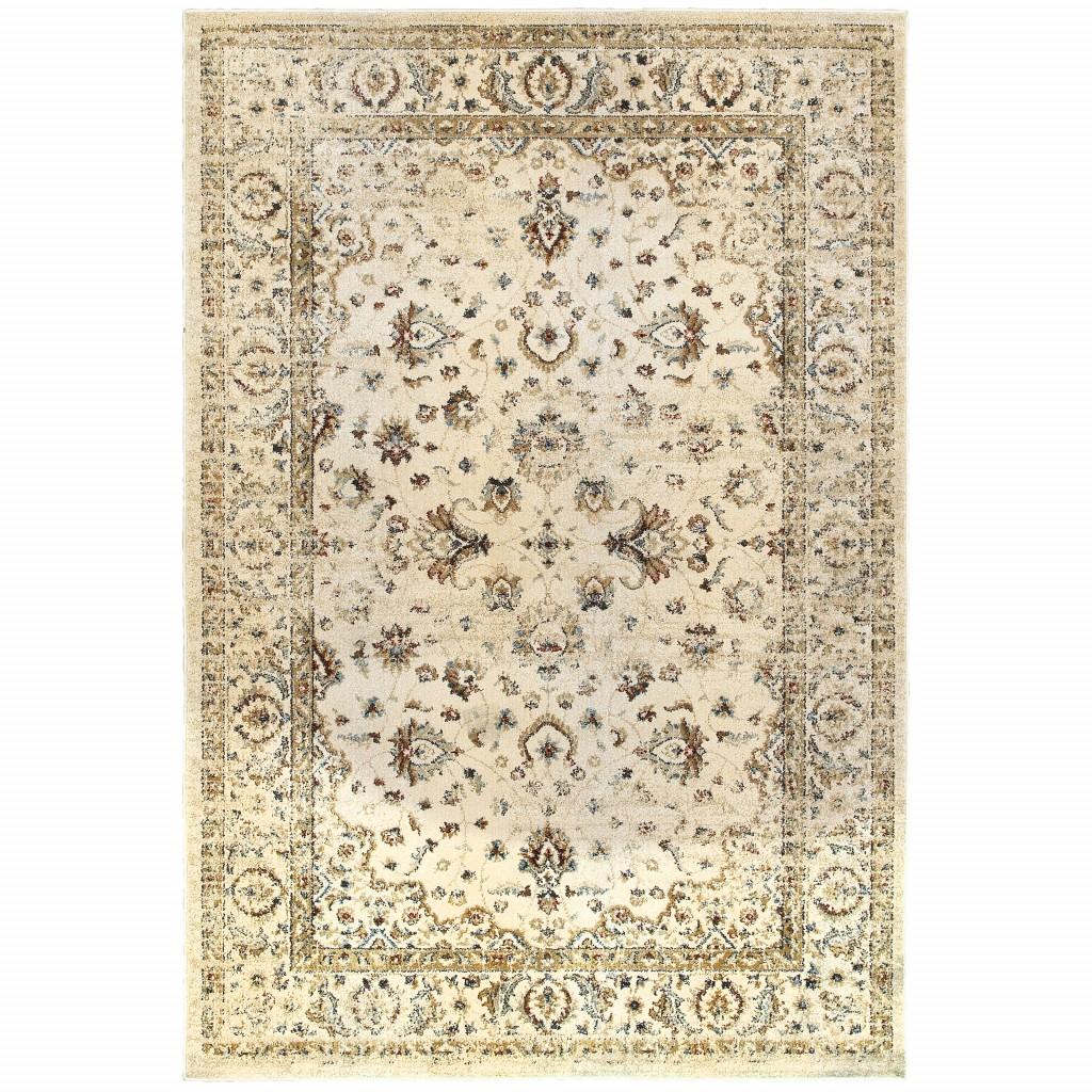 4’ x 6’ Ivory and Gold Distressed Indoor Area Rug Default Title