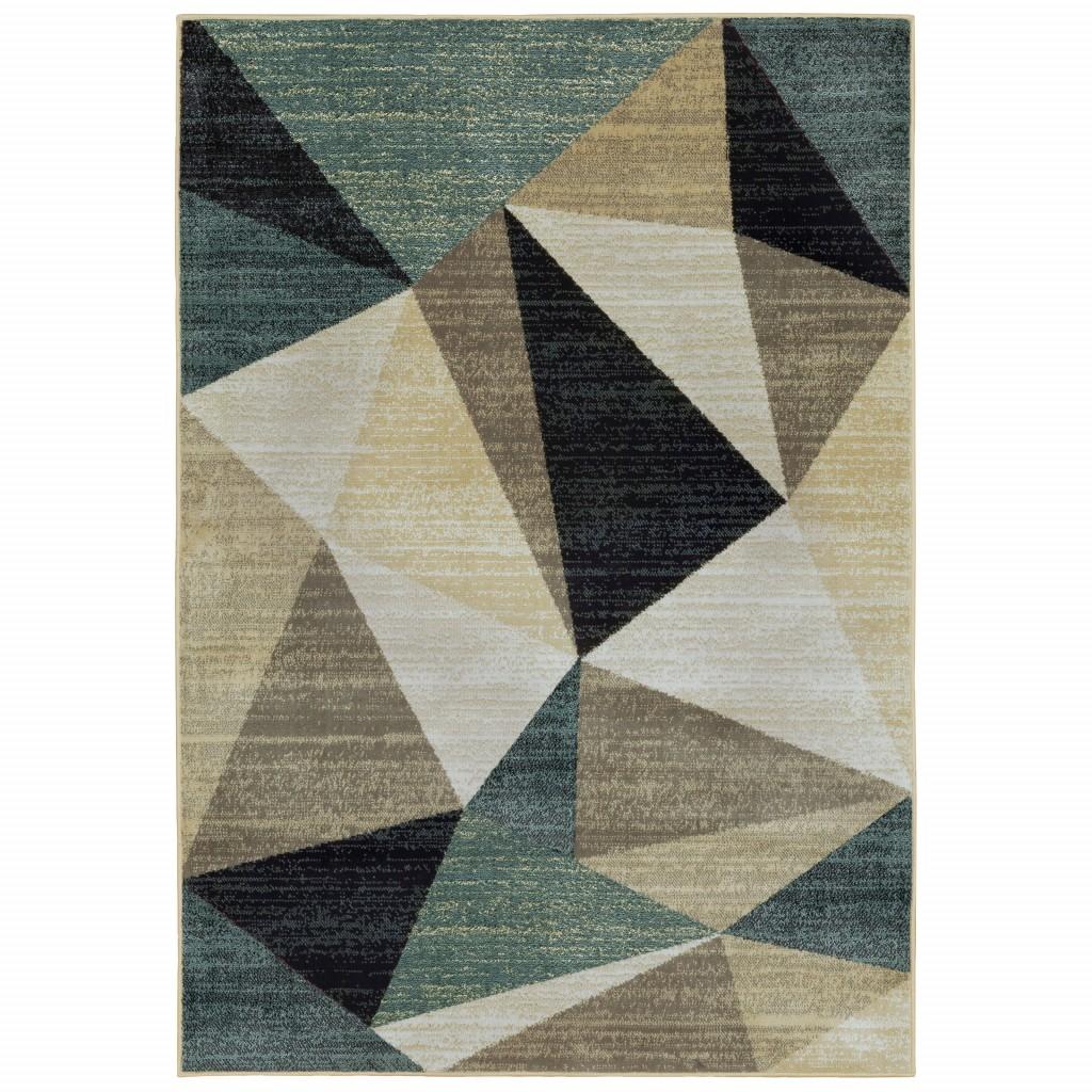 5’ x 7’Gray and Teal Geometrics Indoor Area Rug Default Title