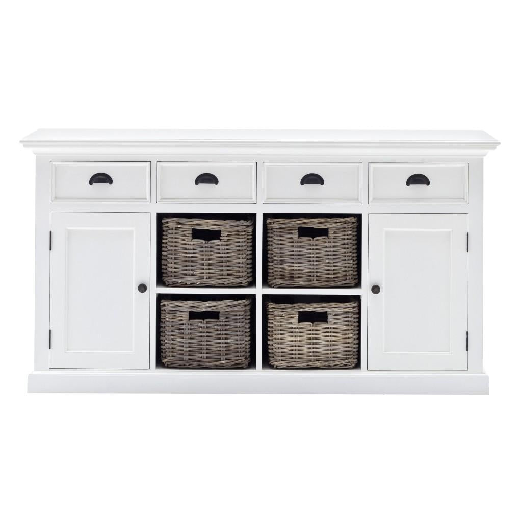 Modern Farmhouse White Buffet with Baskets