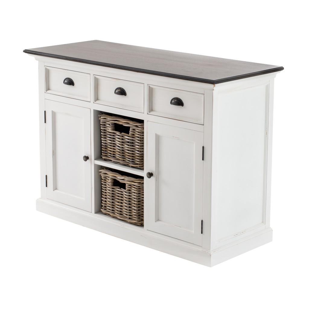 Modern Farmhouse Brown and White Large Accent Cabinet