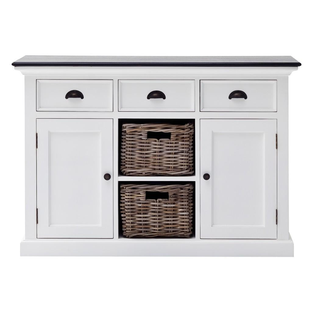 Modern Farmhouse Black and White Large Accent Cabinet