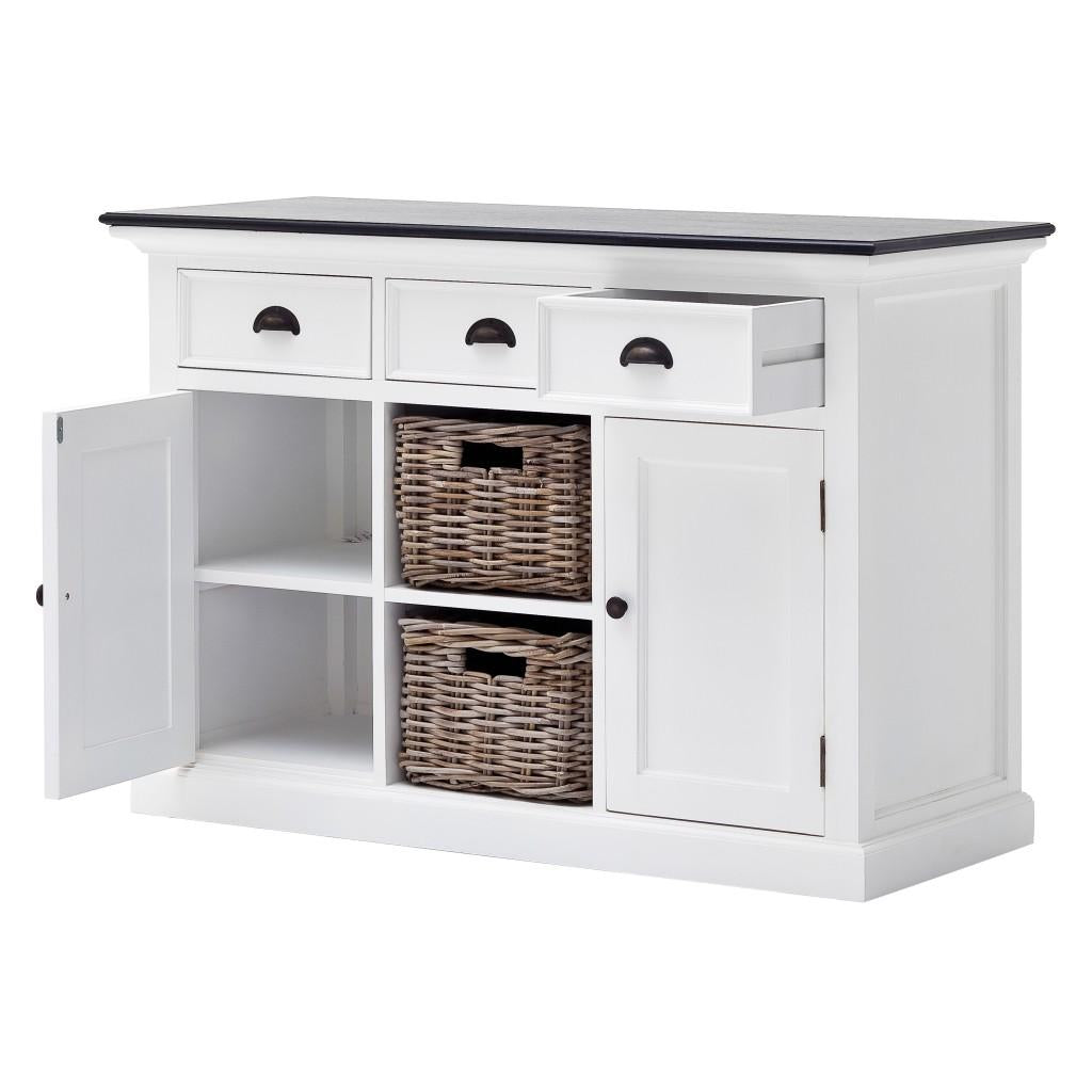 Modern Farmhouse Black and White Large Accent Cabinet