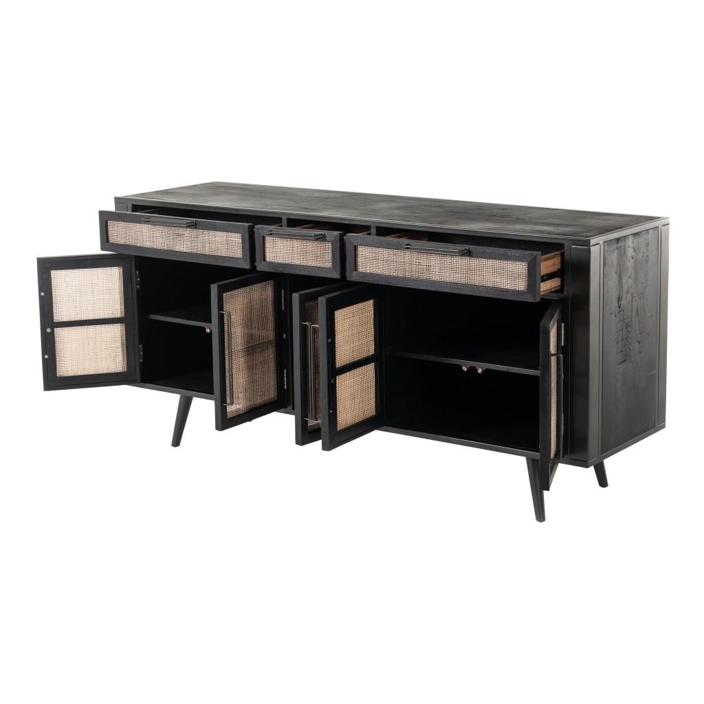 Black Iron Frame Cabinet with Mesh Doors and Drawers