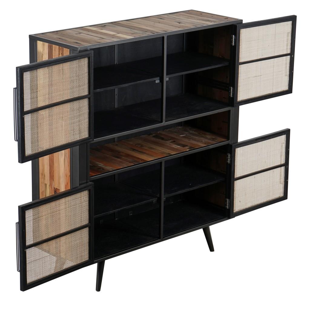 Modern Rustic Natural Rattan Double Decker Accent Cabinet