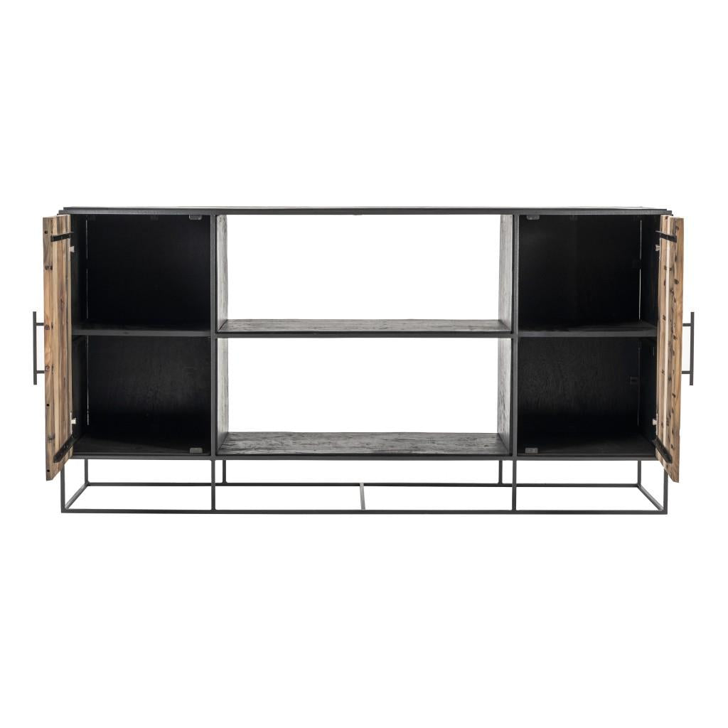 Modern Rustic Black and Natural Media Center TV Stand