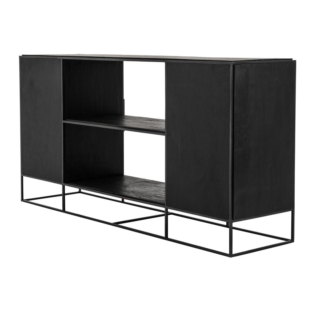 Modern Rustic Black and Natural Media Center TV Stand