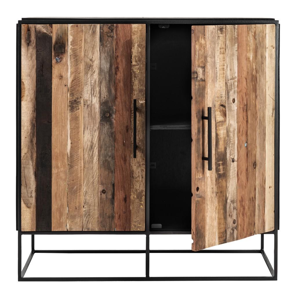 Modern Rustic Black and Natural Accent Cabinet