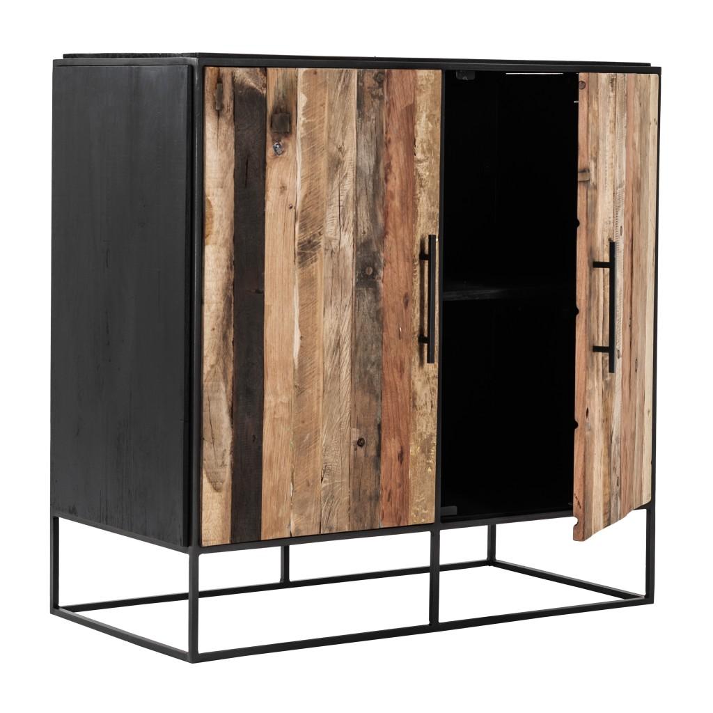 Modern Rustic Black and Natural Accent Cabinet