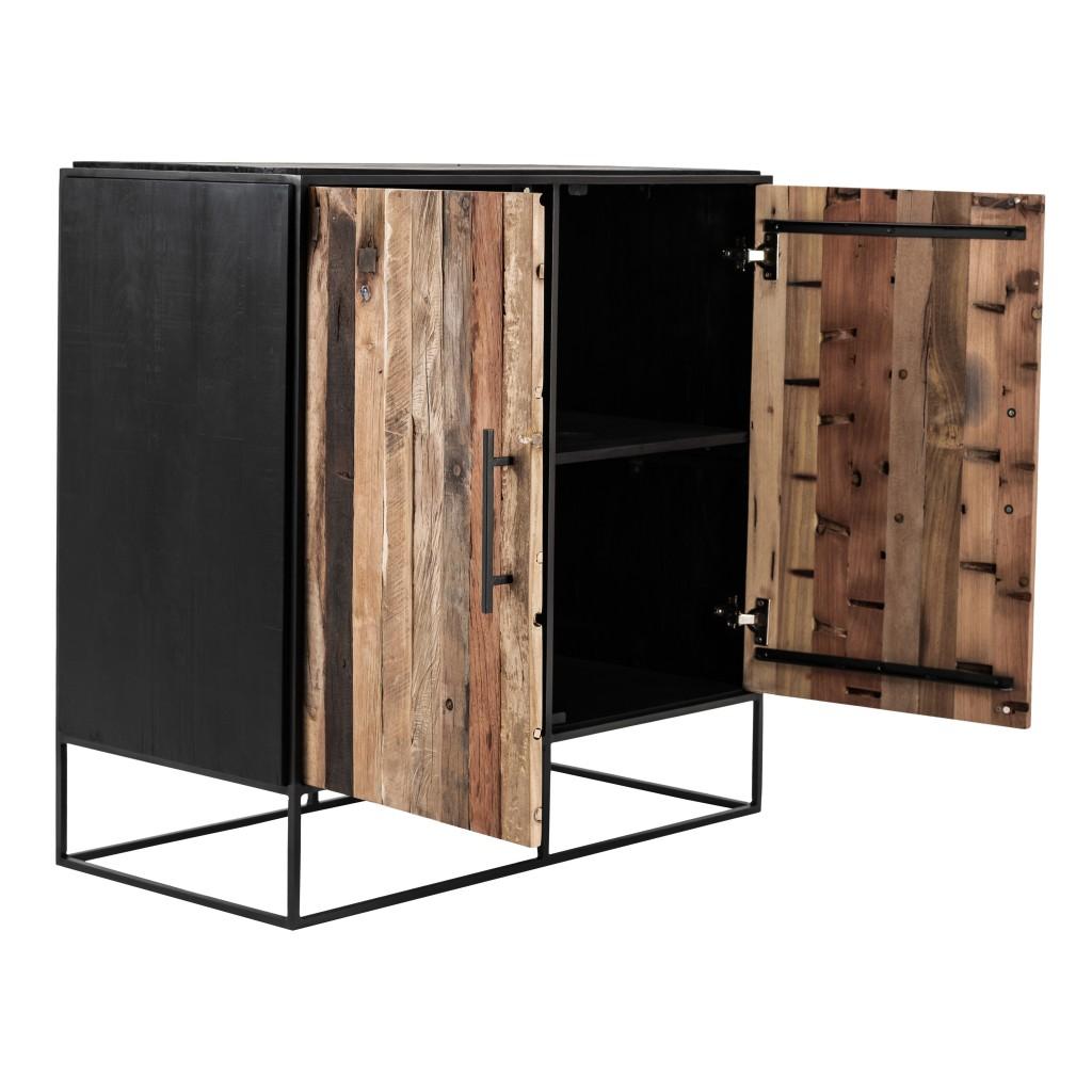 Modern Rustic Black and Natural Accent Cabinet