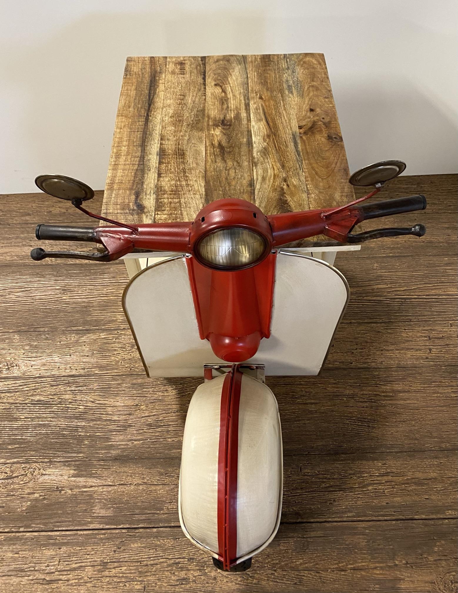 Rustic Red and Vanilla Scooter Cabinet