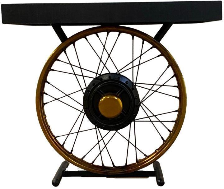 Black and Gold Wheel Accent Table